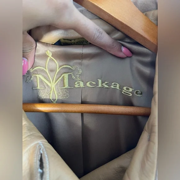 Mackage tan wool leather coat with buttons and pockets XS - Picture 3 of 15